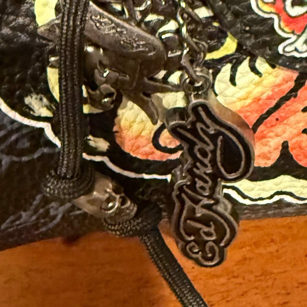 Ed Hardy Black Multicolor Graphic Barrel Shoulder Bag NWT - Picture 9 of 10
